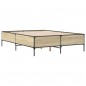 vidaXL Estructura cama madera ingeniería metal roble Sonoma 135x190 cm vidaXL Estructura cama madera ingeniería metal roble Sonoma 135x190 cm
