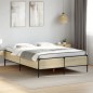 vidaXL Estructura cama madera ingeniería metal roble Sonoma 135x190 cm vidaXL Estructura cama madera ingeniería metal roble Sonoma 135x190 cm
