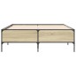 vidaXL Estructura cama madera ingeniería metal roble Sonoma 135x190 cm vidaXL Estructura cama madera ingeniería metal roble Sonoma 135x190 cm