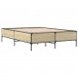 vidaXL Estructura cama madera ingeniería metal roble Sonoma 135x190 cm vidaXL Estructura cama madera ingeniería metal roble Sonoma 135x190 cm