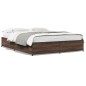 vidaXL Estructura cama madera ingeniería metal marrón roble 120x190 cm