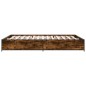 vidaXL Estructura cama madera ingeniería metal roble ahumado 150x200cm vidaXL Estructura cama madera ingeniería metal roble ahumado 150x200cm