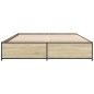 vidaXL Estructura cama madera ingeniería metal roble Sonoma 135x190 cm vidaXL Estructura cama madera ingeniería metal roble Sonoma 135x190 cm