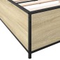 vidaXL Estructura cama madera ingeniería metal roble Sonoma 135x190 cm vidaXL Estructura cama madera ingeniería metal roble Sonoma 135x190 cm