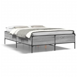 vidaXL Estructura cama madera ingeniería metal gris Sonoma 150x200 cm
