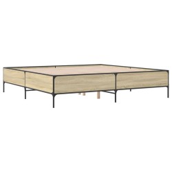 vidaXL Estructura cama madera ingeniería metal roble Sonoma 180x200 cm