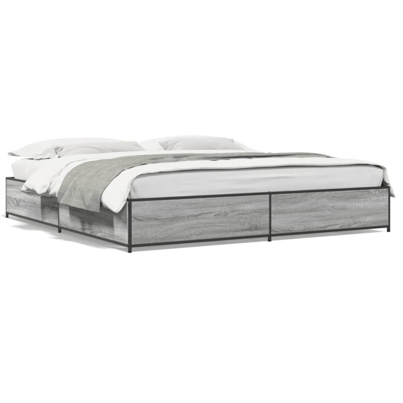 vidaXL Estructura cama madera ingeniería metal gris Sonoma 180x200 cm vidaXL Estructura cama madera ingeniería metal gris Sonoma 180x200 cm