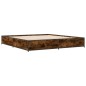 vidaXL Estructura cama madera ingeniería metal roble ahumado 200x200cm vidaXL Estructura cama madera ingeniería metal roble ahumado 200x200cm