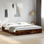 vidaXL Estructura cama madera ingeniería metal roble ahumado 200x200cm vidaXL Estructura cama madera ingeniería metal roble ahumado 200x200cm