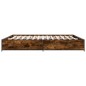 vidaXL Estructura cama madera ingeniería metal roble ahumado 200x200cm vidaXL Estructura cama madera ingeniería metal roble ahumado 200x200cm