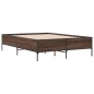 vidaXL Estructura cama madera ingeniería metal marrón roble 140x190 cm