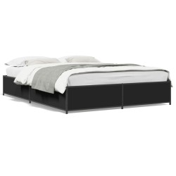 vidaXL Estructura de cama madera de ingeniería y metal negro 120x200cm
