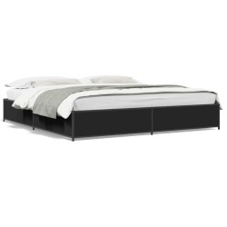 vidaXL Estructura de cama madera de ingeniería y metal negro 160x200cm