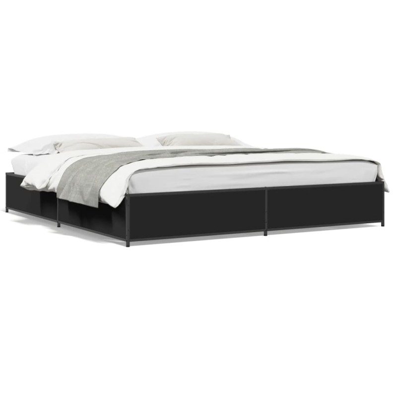 vidaXL Estructura de cama madera de ingeniería y metal negro 160x200cm vidaXL Estructura de cama madera de ingeniería y metal negro 160x200cm