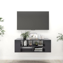 vidaXL Mueble de pared para TV madera contrachapada gris 102x35x35 cm