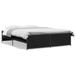 vidaXL Estructura de cama madera de ingeniería y metal negro 140x200cm
