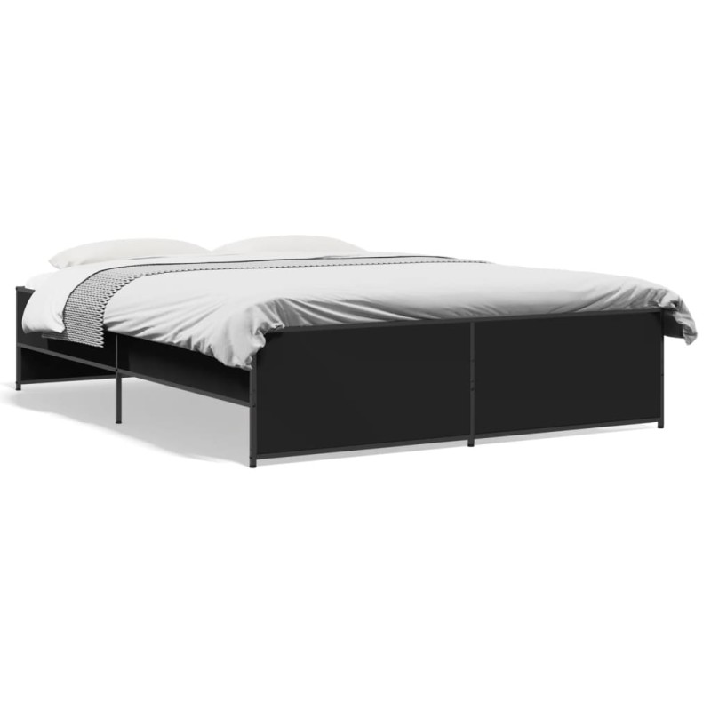 vidaXL Estructura de cama madera de ingeniería y metal negro 140x200cm vidaXL Estructura de cama madera de ingeniería y metal negro 140x200cm
