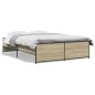vidaXL Estructura cama madera ingeniería metal roble Sonoma 140x190 cm vidaXL Estructura cama madera ingeniería metal roble Sonoma 140x190 cm