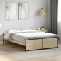 vidaXL Estructura cama madera ingeniería metal roble Sonoma 140x190 cm vidaXL Estructura cama madera ingeniería metal roble Sonoma 140x190 cm