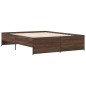 vidaXL Estructura cama madera ingeniería metal marrón roble 140x200 cm vidaXL Estructura cama madera ingeniería metal marrón roble 140x200 cm