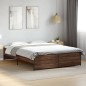 vidaXL Estructura cama madera ingeniería metal marrón roble 140x200 cm vidaXL Estructura cama madera ingeniería metal marrón roble 140x200 cm