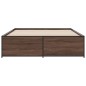 vidaXL Estructura cama madera ingeniería metal marrón roble 140x200 cm vidaXL Estructura cama madera ingeniería metal marrón roble 140x200 cm