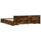 vidaXL Cama con cajones madera de ingeniería roble ahumado 200x200 cm vidaXL Cama con cajones madera de ingeniería roble ahumado 200x200 cm