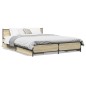 vidaXL Cama con cajones madera ingeniería roble Sonoma 150x200 cm vidaXL Cama con cajones madera ingeniería roble Sonoma 150x200 cm