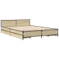 vidaXL Cama con cajones madera ingeniería roble Sonoma 150x200 cm vidaXL Cama con cajones madera ingeniería roble Sonoma 150x200 cm
