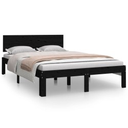 vidaXL Estructura de cama madera maciza negro 120x190 cm