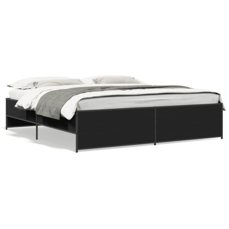 vidaXL Estructura de cama madera de ingeniería y metal negro 180x200cm