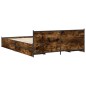vidaXL Cama con cajones madera de ingeniería roble ahumado 135x190 cm vidaXL Cama con cajones madera de ingeniería roble ahumado 135x190 cm