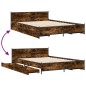 vidaXL Cama con cajones madera de ingeniería roble ahumado 135x190 cm vidaXL Cama con cajones madera de ingeniería roble ahumado 135x190 cm