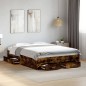 vidaXL Cama con cajones madera de ingeniería roble ahumado 140x190 cm vidaXL Cama con cajones madera de ingeniería roble ahumado 140x190 cm