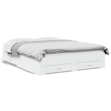 vidaXL Cama con cajones madera de ingeniería blanco 140x200 cm