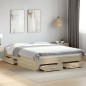 vidaXL Cama con cajones madera ingeniería roble Sonoma 140x200 cm vidaXL Cama con cajones madera ingeniería roble Sonoma 140x200 cm