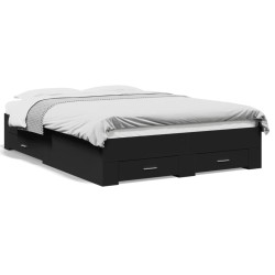 vidaXL Cama con cajones madera de ingeniería negro 140x190 cm