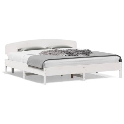 vidaXL Estructura cama cabecero madera maciza pino blanco 180x200 cm