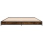 vidaXL Estructura cama madera ingeniería metal roble ahumado 135x190cm vidaXL Estructura cama madera ingeniería metal roble ahumado 135x190cm
