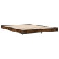 vidaXL Estructura cama madera ingeniería metal roble ahumado 135x190cm vidaXL Estructura cama madera ingeniería metal roble ahumado 135x190cm