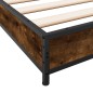 vidaXL Estructura cama madera ingeniería metal roble ahumado 135x190cm vidaXL Estructura cama madera ingeniería metal roble ahumado 135x190cm