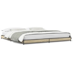 vidaXL Estructura cama madera ingeniería metal roble Sonoma 160x200 cm