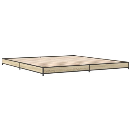 vidaXL Estructura cama madera ingeniería metal roble Sonoma 160x200 cm