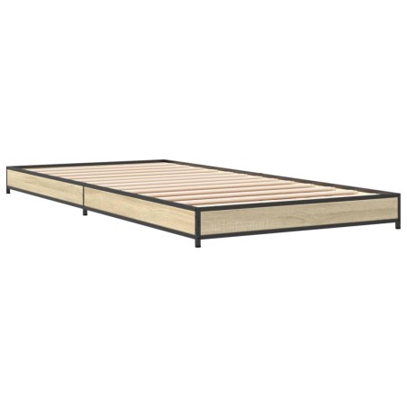 vidaXL Estructura cama madera ingeniería metal roble Sonoma 90x190 cm