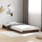 vidaXL Estructura cama madera ingeniería metal marrón roble 100x200 cm vidaXL Estructura cama madera ingeniería metal marrón roble 100x200 cm