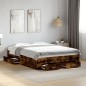 vidaXL Cama con cajones madera de ingeniería roble ahumado 135x190 cm vidaXL Cama con cajones madera de ingeniería roble ahumado 135x190 cm