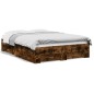vidaXL Cama con cajones madera de ingeniería roble ahumado 120x190 cm