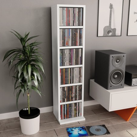 vidaXL Estantería para CDs de madera contrachapada blanco 21x20x88 cm