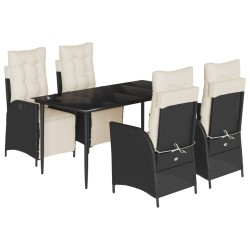 vidaXL Set de muebles jardín 5 pzas con cojines ratán sintético negro