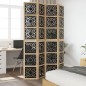 vidaXL Biombo separador 4 paneles madera maciza Paulownia marrón negro vidaXL Biombo separador 4 paneles madera maciza Paulownia marrón negro